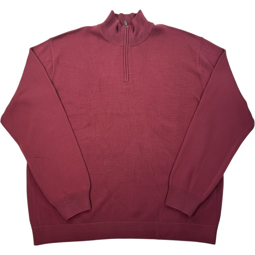 Perry Ellis Mens XXL Burgundy Quarter Zip Cotton Blend Sweater Pullover NWT